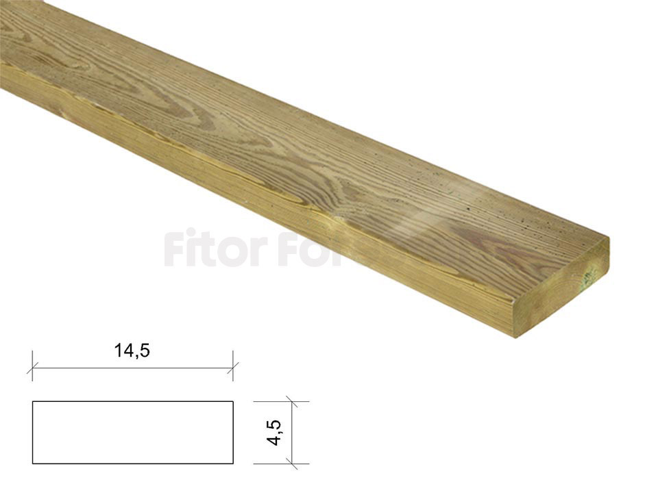 Tarima de madera de Pino : Tablones tratados clase 4 pino Flandes 14,5x4,5cm